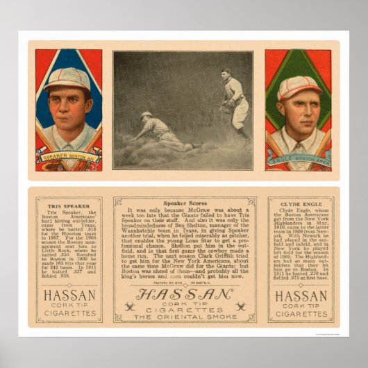 Speaker Scores Red Sox Baseball 1912 Poster (Voorkant)