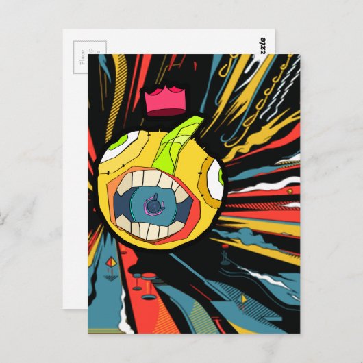 Speakerballteken op explosieve achtergrond briefkaart (Voorkant / Achterkant)