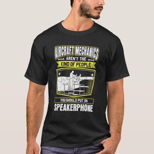 Speakerphone Vliegtuig Mechanic T-shirt (Voorkant)