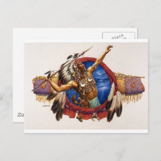 Spear Warrior Native American Briefkaart (Voorkant / Achterkant)