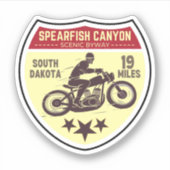 Spearfish canyon motorfiets rit Sturgis Zwart heuv Sticker (Voorkant)