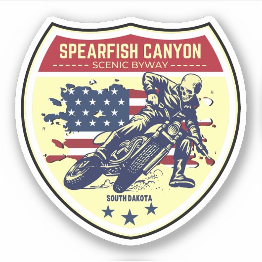 Spearfish canyon motorfiets rit Sturgis Zwart heuv Sticker (Voorkant)