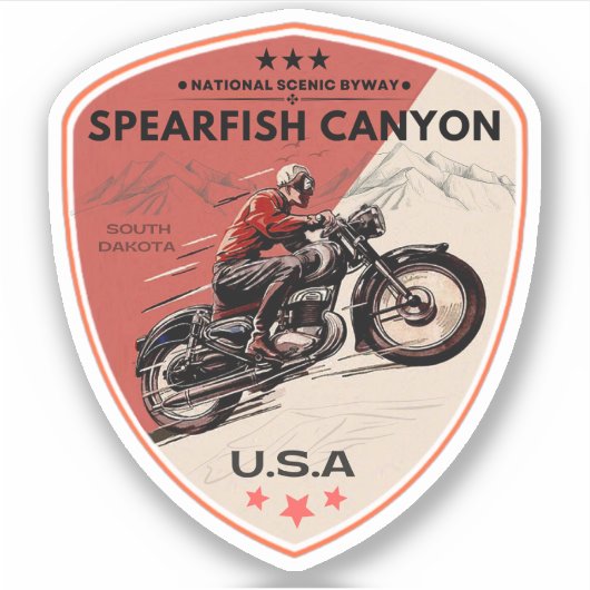SPEARFISH CANYON SCHILDERACHTIG BYWAY MOTORFIETSEN STICKER (Voorkant)