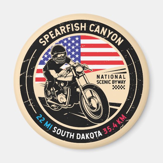 Spearfish Canyon South Dakota motorfiets Magneet (Voorkant)