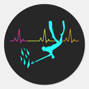 Spearfish Spearfisher Vist hartslag Pulse Ronde Sticker