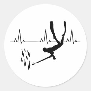 Spearfish Spearfisher Vist hartslag Pulse Ronde Sticker