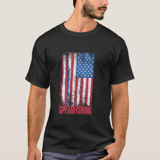 Spearfisher America Flag Spear Spearfishing Fish H T-shirt