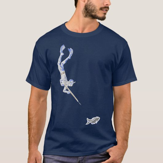 SpearFishing Diver met Spedebn en Fish T-shirt (Voorkant)