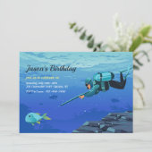 Spearfishing verjaardagsuitnodiging kaart (Staand voorkant)