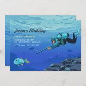 Spearfishing verjaardagsuitnodiging kaart (Voorkant / Achterkant)