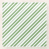 Spearmint Candy Cane Christmas Stripes Glazen Onderzetter (Voorkant)