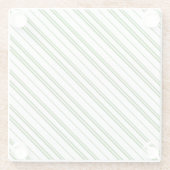 Spearmint Candy Cane Christmas Stripes Glazen Onderzetter (Achterkant)