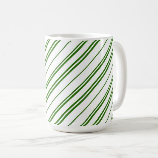 Spearmint Candy Cane Christmas Stripes Koffiemok (Voorkant rechts)
