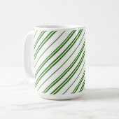 Spearmint Candy Cane Christmas Stripes Koffiemok (Voorkant links)