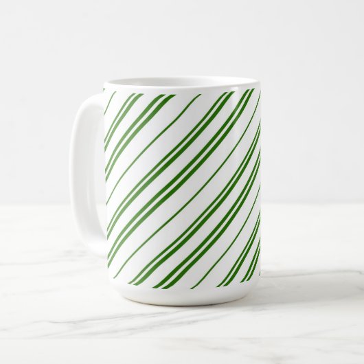 Spearmint Candy Cane Christmas Stripes Koffiemok (Voorkant links)