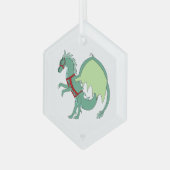 Spearmint de Groene Ijsdraak Whimsical Kunst Glas Ornament (Voorkant links)
