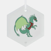 Spearmint de Groene Ijsdraak Whimsical Kunst Glas Ornament (Achterkant)