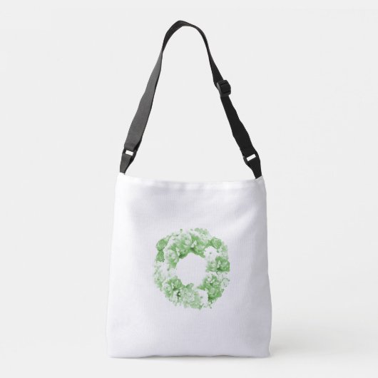 Spearmint Green Floral Wreath Bridesmaid Canvas ta Crossbody Tas (Achterkant)