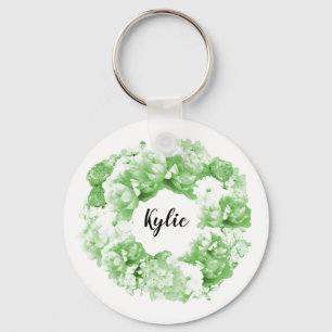 Spearmint Green Floral Wreath Bridesmaid Sleutelha Sleutelhanger