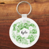 Spearmint Green Floral Wreath Bridesmaid Sleutelha Sleutelhanger (Voorkant)
