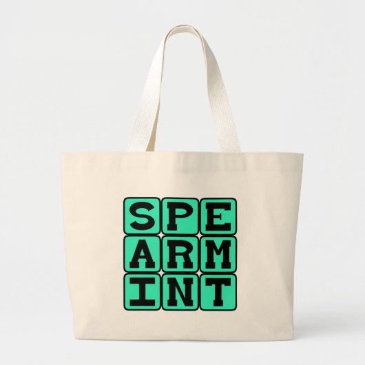 Spearmint, Smaak Kauwgom Grote Tote Bag (Voorkant)