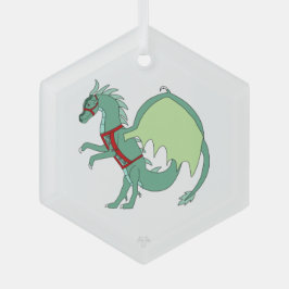 Spearmint the Green Ice Dragon Whimsical Art Glas Ornament