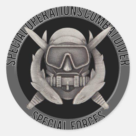 Spec Ops Diver Ronde Sticker (Voorkant)