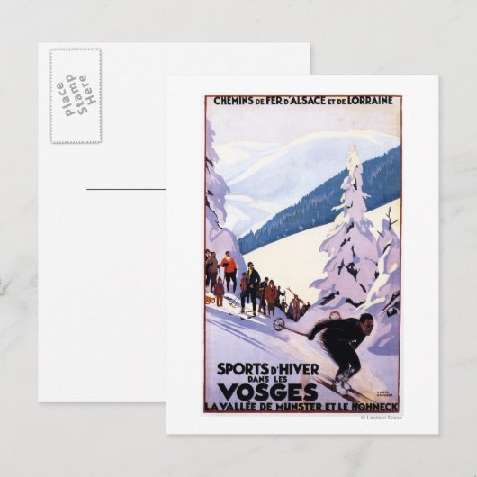 Specerijen die op het Poster van de Skier letten Briefkaart (Voorkant / Achterkant)