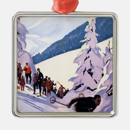 Specerijen die op het Poster van de Skier letten Metalen Ornament (Voorkant)