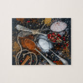 Specerijen die op Spoons zijn gesitueerd Legpuzzel (Horizontaal)