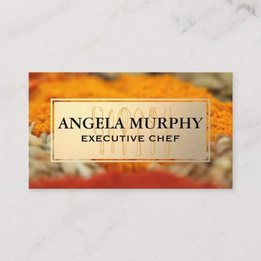 Specerijen en kruiden | Goud Lijst | keukengerei Visitekaartje (Voorkant)