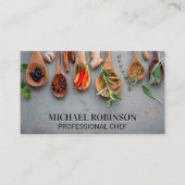 Specerijen en kruiden op houten spoons visitekaartje (Voorkant)