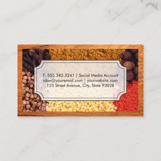 Specerijen in Piles | Lijst van hout Visitekaartje (Achterkant)