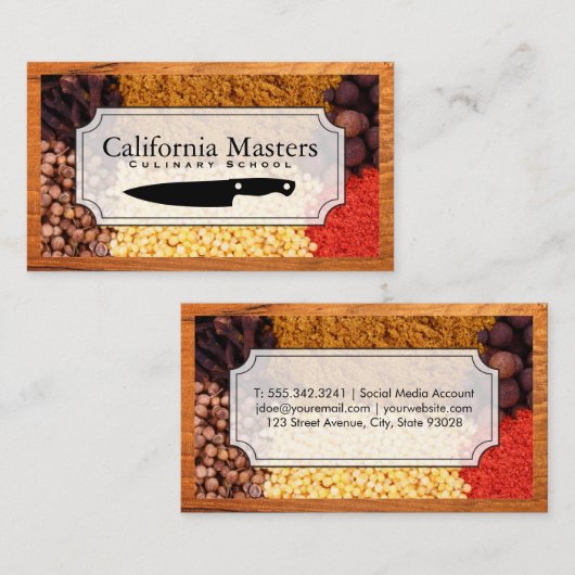 Specerijen in Piles | Lijst van hout Visitekaartje (Voorkant / Achterkant)