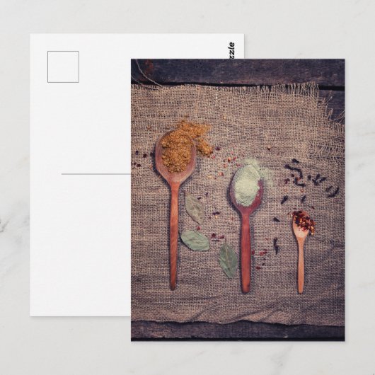 Specerijen op lepels briefkaart (Voorkant / Achterkant)