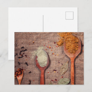 Specerijen op lepels briefkaart