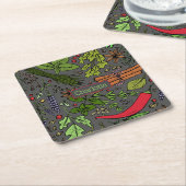 Specerijen patroon aangepaste naam grijs kartonnen onderzetters (Schuin)