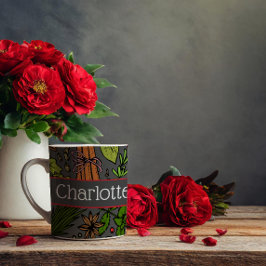 Specerijen patroon aangepaste naam grijs koffiemok