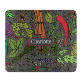 Specerijen patroon aangepaste naam grijs snijplank (Voorkant)