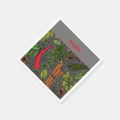 Specerijen patroon aangepaste naam grijs wit servet (Hoek)