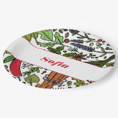 Specerijen patroon aangepaste naam wit papieren bordje (Gekanteld)