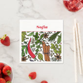 Specerijen patroon aangepaste naam wit servet (Insitu)