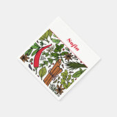 Specerijen patroon aangepaste naam wit servet (Hoek)