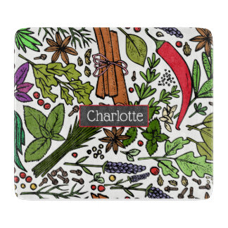 Specerijen patroon aangepaste naam wit snijplank