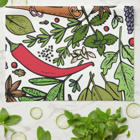 Specerijen patroon aangepaste naam wit theedoek (Gevouwen)