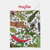 Specerijen patroon aangepaste naam wit theedoek (Verticaal)