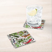 Specerijen patroon aangepaste naam zwart kartonnen onderzetters (Insitu)