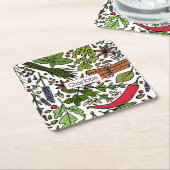 Specerijen patroon aangepaste naam zwart kartonnen onderzetters (Schuin)