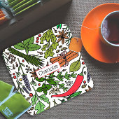 Specerijen patroon aangepaste naam zwart kartonnen onderzetters