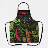 Specerijen patroon aangepaste naam zwart schort (Voorkant)